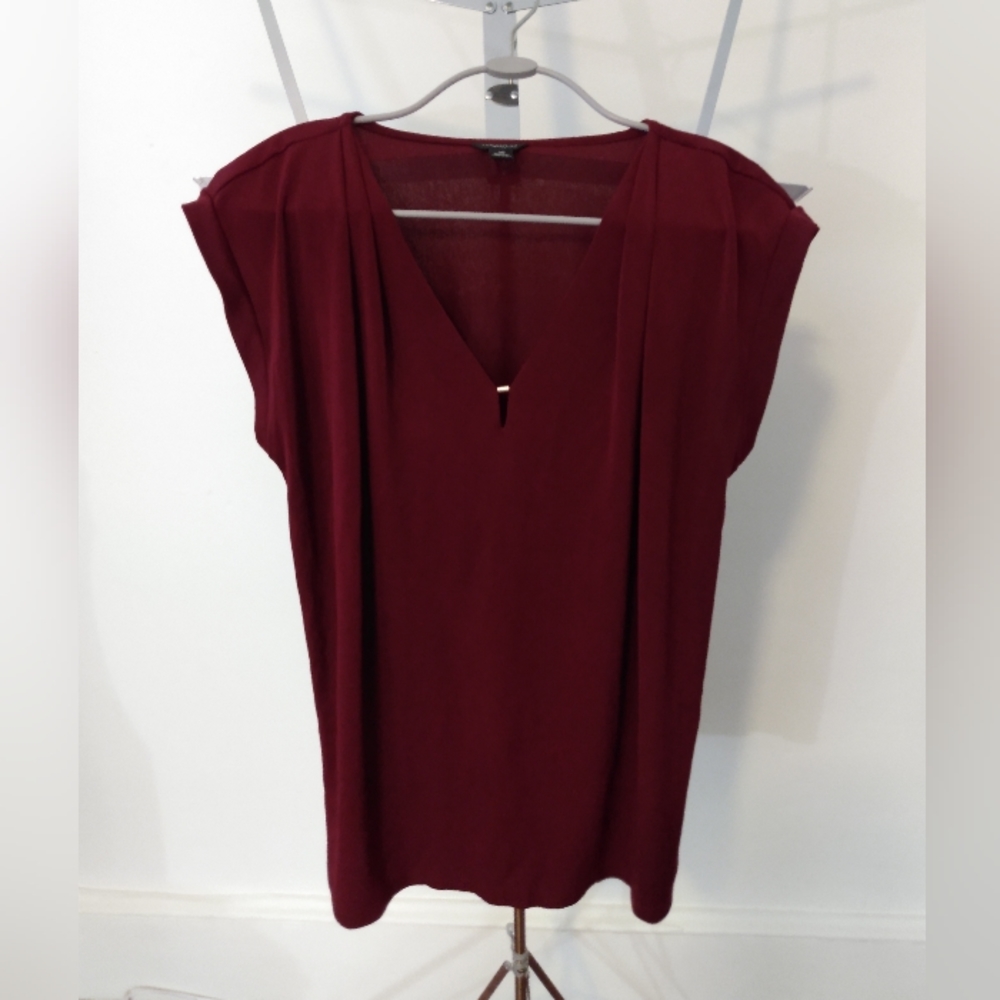Ann Taylor Sophisticated Burgundy Drapey Top
